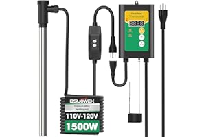 BSUOWEK 1500W Titanium Fully Submersible Portable Electric Immersion Large Pool & Hot Tub Water Heater with LCD Thermostat & GFCI Leakage Protection, Ideal for Baptistry, Bathtub, Bucket, Swimming Pool (GY)