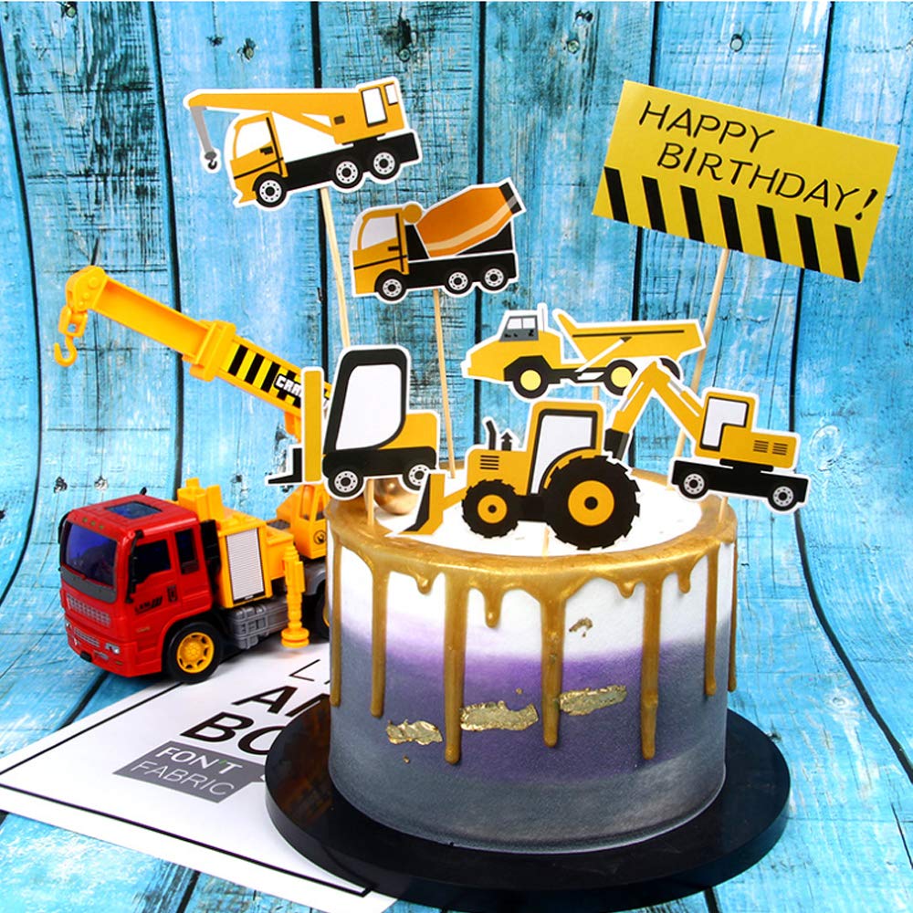 Mulukaya 37pcs Construction Themed Vehicles Truck Traffic Cutout
