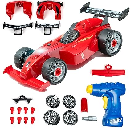 MWG Exports Co Take-A-Part Build Your Own Toy Cars Formula F1 Race Car with Play Drill & Vehicle Modification Pieces (661-182)