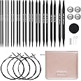 Guclud 4.5-inch Interchangeable Circular Knitting Needles Set | US 2.5-11 (3.0-8.0mm) | Includes 10 Pairs of Metal Circular N