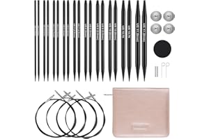Guclud 4.5-inch Interchangeable Circular Knitting Needles Set | US 2.5-11 (3.0-8.0mm) | Includes 10 Pairs of Metal Circular N