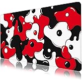 MEWOOCUE® Gaming Mouse Pad for Desk,Large Cute Mousepad Laptop,Japanese Geometric Red Anime Mouse Mat,Long XXL Waterproof Keyboard Pads,Big Non-Slip Mouse Pads for Game Office Home（31.5 x 15.7 in）