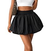 SOFIA'S CHOICE Women's Bubble Mini Skirt Puffy Hem High Waisted Short Skirts Black Small