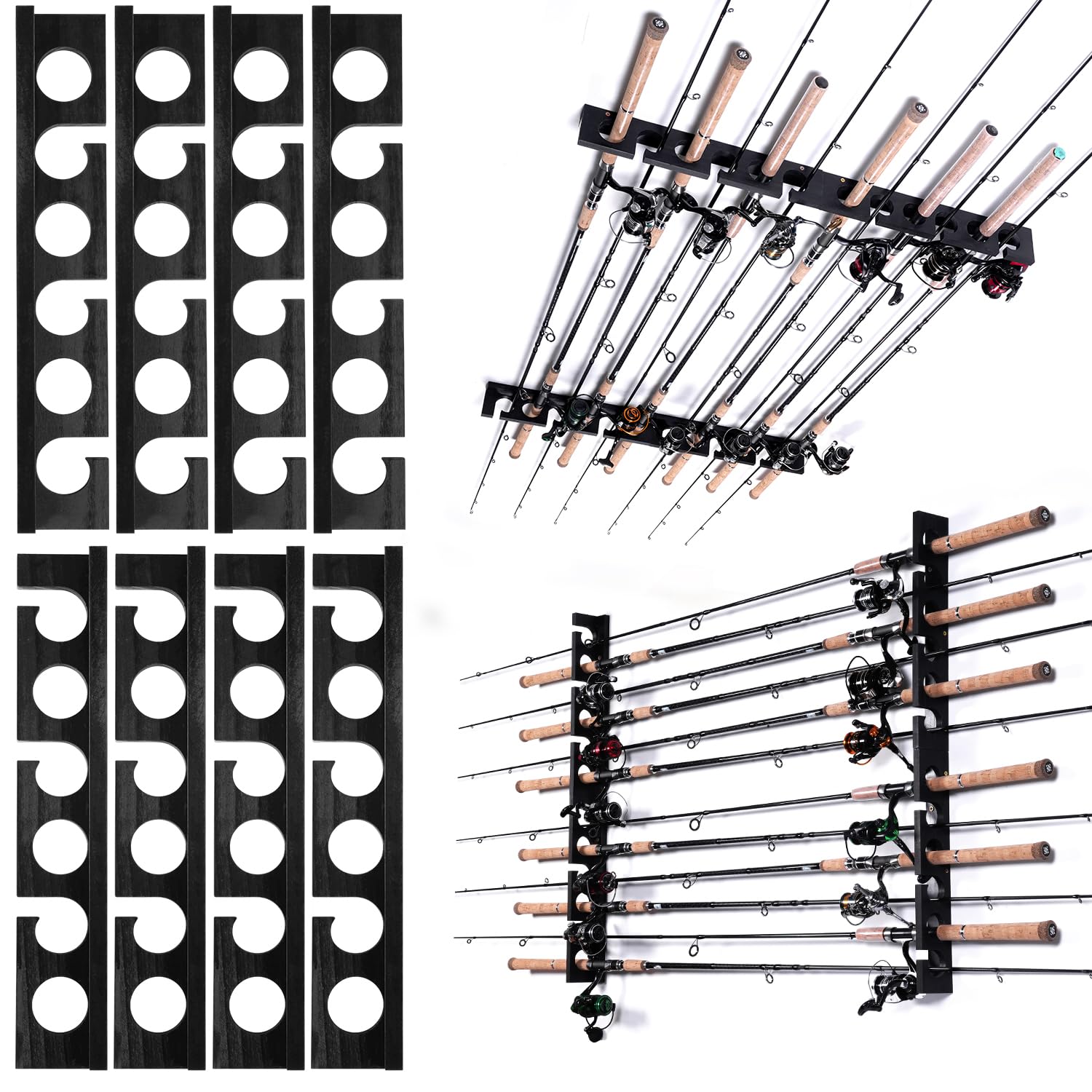Ghosthorn Fishing Pole Rod Racks Wall or Ceiling Mounted Fishing Pole Rod Holders for Garage Storage Organizer Fishing Gear Equipment for Men Women Image
