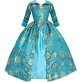 HistoryWomen Girls Medieval Renaissance Brocade Victorian Dress Party Costume