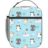 MoYueno Kids Lunch Box, Cat Insulated Lunch Box for Toddler Boys Girls with Water Bottle Holder, Reusable Cat Lunch Bag for School Work Office Travel Picnic Hiking Beach, Fit Most Bento Boxes