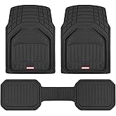 Motor Trend 943-BK FlexTough Defender Car Floor Mats -Next Generation Deep Dish Heavy Duty Contour Liners for Car SUV Truck & Van-All Weather Protection, Trim to Fit Most Vehicles Black