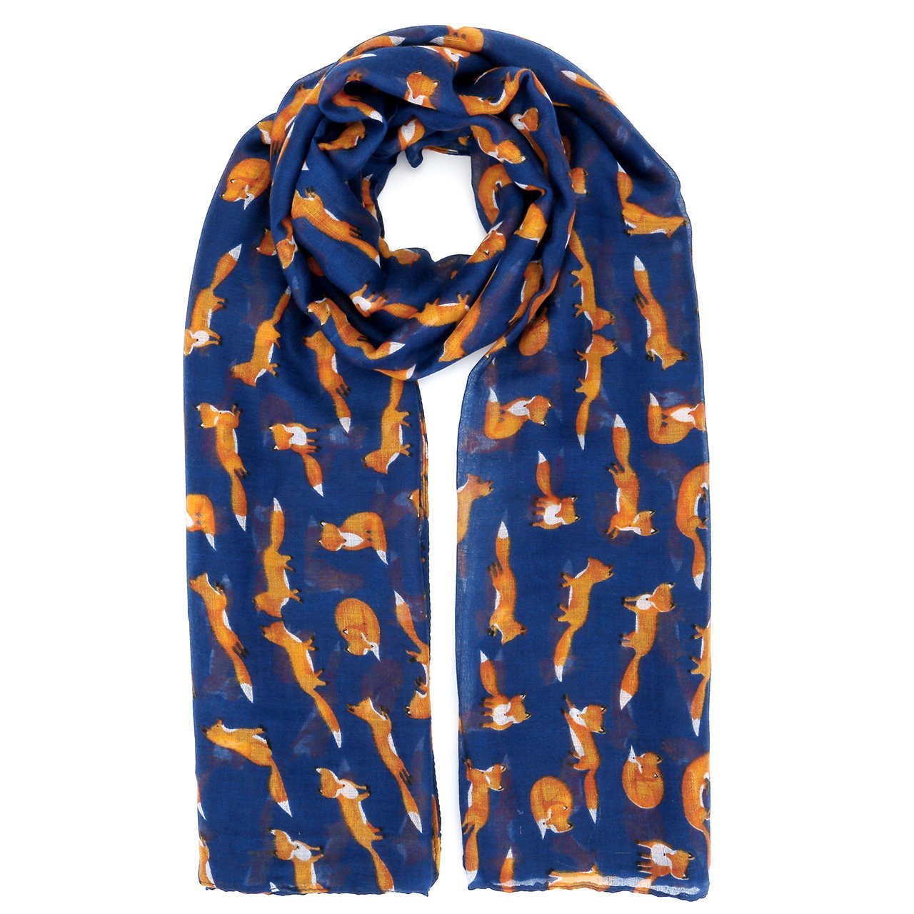 CHIC DIARY Women Ladies Animal Printed Pattern Lightweight Voile Head Pashmina Wrap Scarf (04-Navy blue)