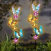 Solar Lights Outdoor Waterproof Garden Butterfly Light Decorative Solar Stake Lights with Butterflies Decor for Garden Yard Lawn Patio Pathway(2 Pack)
