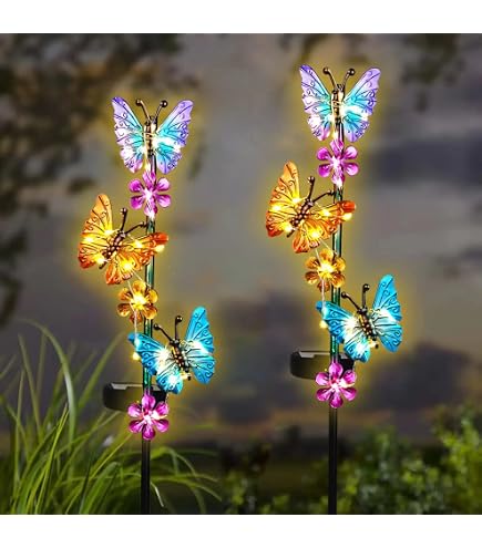 SUNWIND 3-Pack Solar Butterfly Glass Jar Garden Lights – Outdoor Pathway, Lawn & Yard Decor With Warm White Glow