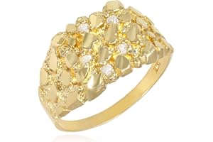 WJD EXCLUSIVES 10K Real Gold CZ Nugget Signet Ring