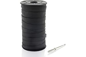 MJMP 1/2" 40 Yard Black Braided Elastic Cord/Band/Rope - Heavy Stretch Knit Spool for Bedspread (Black)