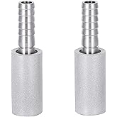 Diffusion Stone, 2Pcs 0.5μm Stainless Steel Aeration Stone with 1/4 Inch Outer Diameter Barb, Aeration Oxygenation Stone Carb