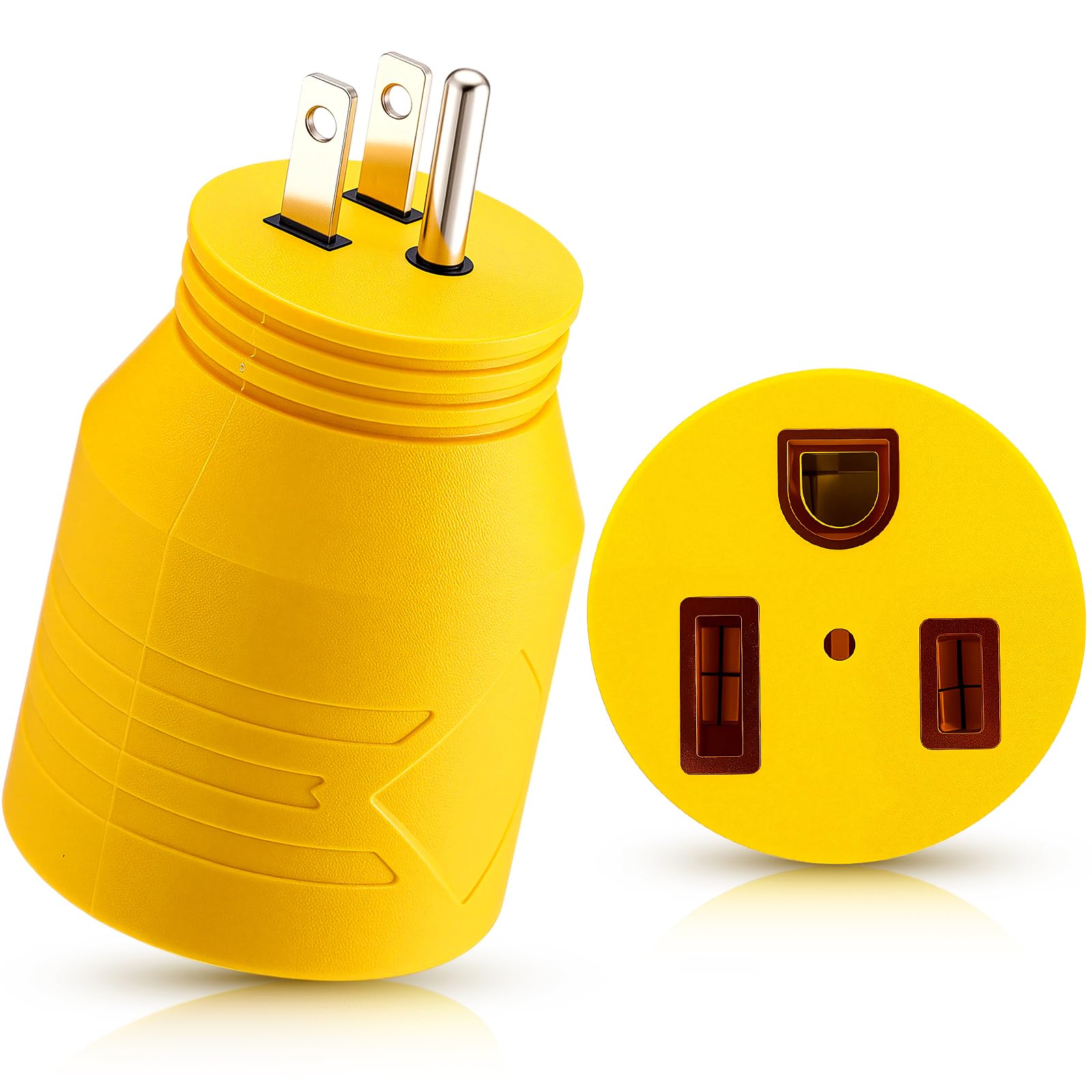 Photo 1 of Tellegloww 5-15P to 6-50R Welder Adapter 15 Amp to 50 Amp Power Adapter 3 Prong 5-15P Household Regular Male to 3 Prong 6-50R Female Welder EV Charger Power Plug, Yellow