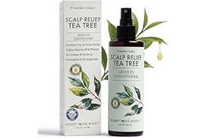 PHARM TO TABLE Leave In Conditioner Spray - Tea Tree Scalp Treatment - Anti-Dandruff and Dry & Itchy Scalp Treatment, Hydrating & Medicated Formula for Psoriasis and Scalp Care - Detangles & Nourishes Hair.