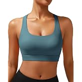 RUNNING GIRL High Impact Sports Bras for Women - Scoop Neck Strappy Sports Bra High Support Moulded Cup Workout Bra
