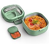 PEDECO Single-Layer Bento Lunch Box for Kids & Adults with Removable Stainless Steel Lunch Container,Dressing Container,BPA-Free,Dishwasher Safe - Includes Utensil(Green,Not Insulated)