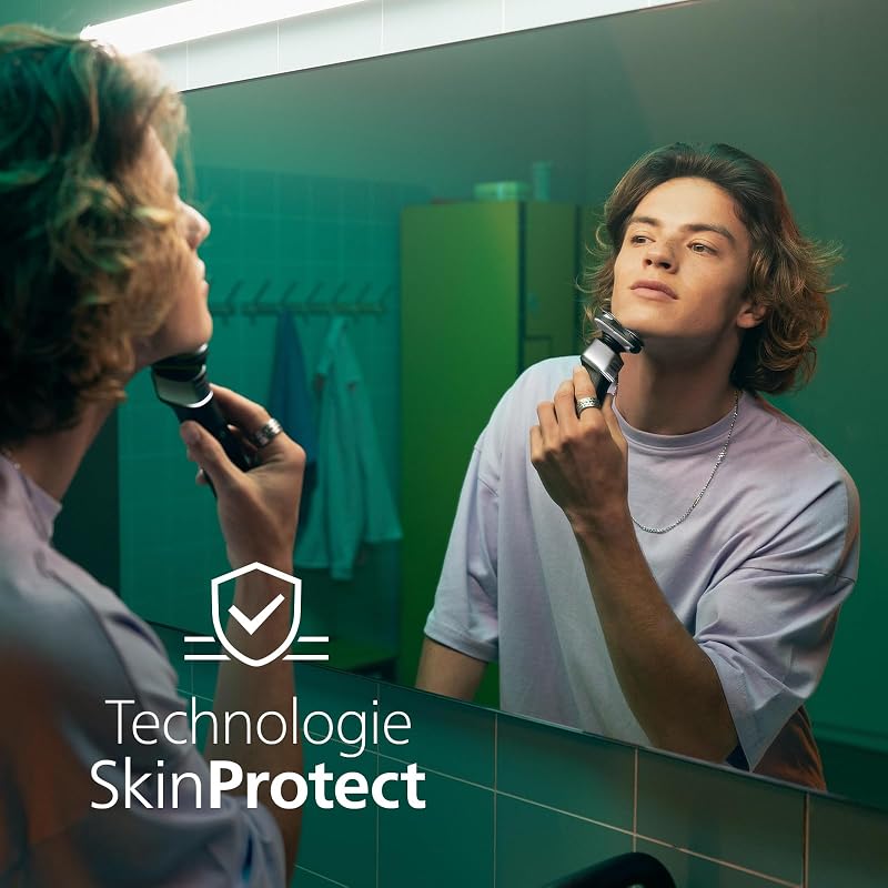5000X Series - Rasoir électrique 100 pourcent étanche, technologie SkinProtect, tête flexible à 360°, 1 h de charge / 5 min - Charge rapide, capot de protection argenté, modèle X5004/00