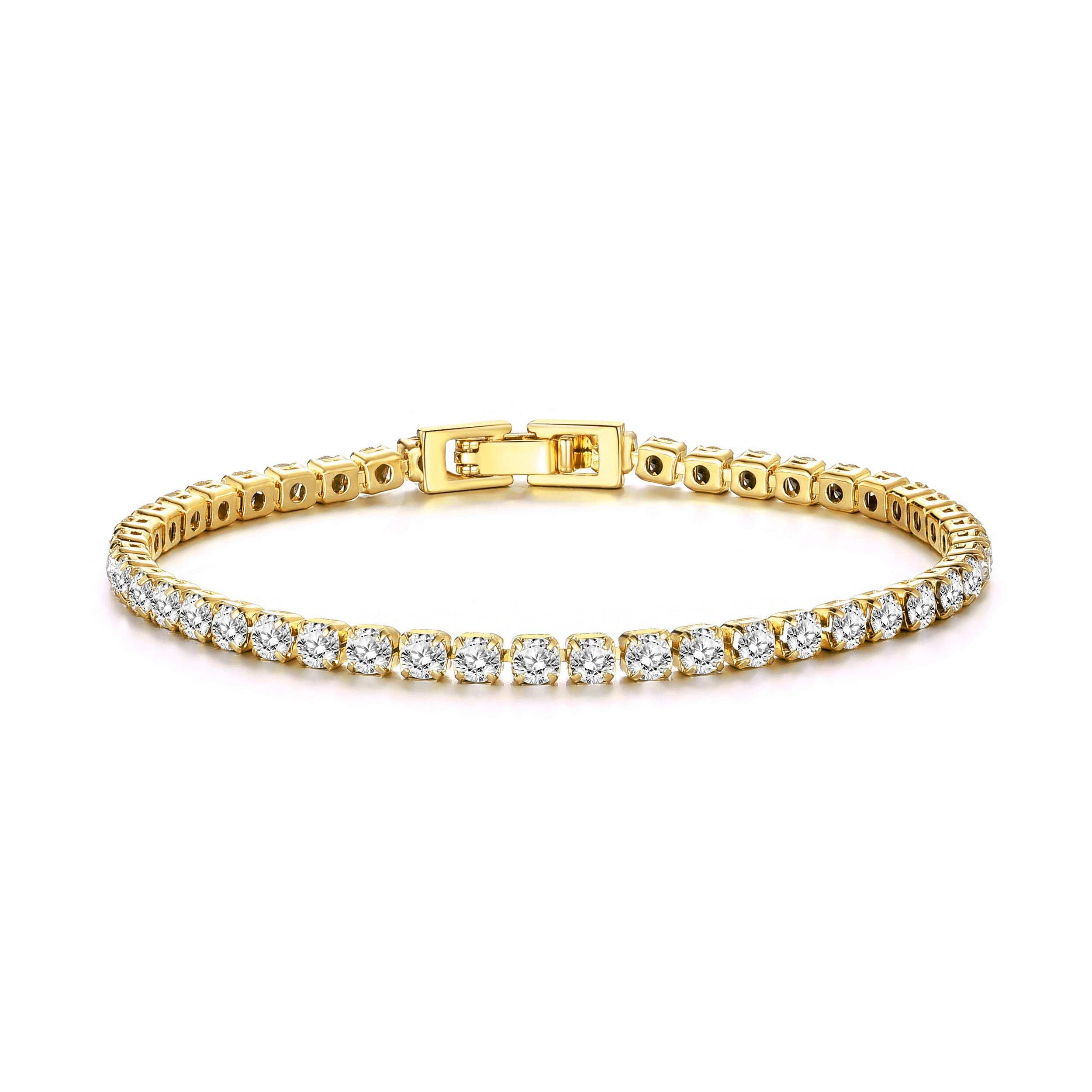 Philip Jones 18k Gold Plated 3mm Tennis Bracelet Created with Zircondia® Crystals