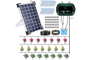 Lewisia 5W Solar Drip Irrigation System with Timer Auto Watering Kit for Garden Raised Beds Patio Lawn Greenhouse Up to 30 Pl