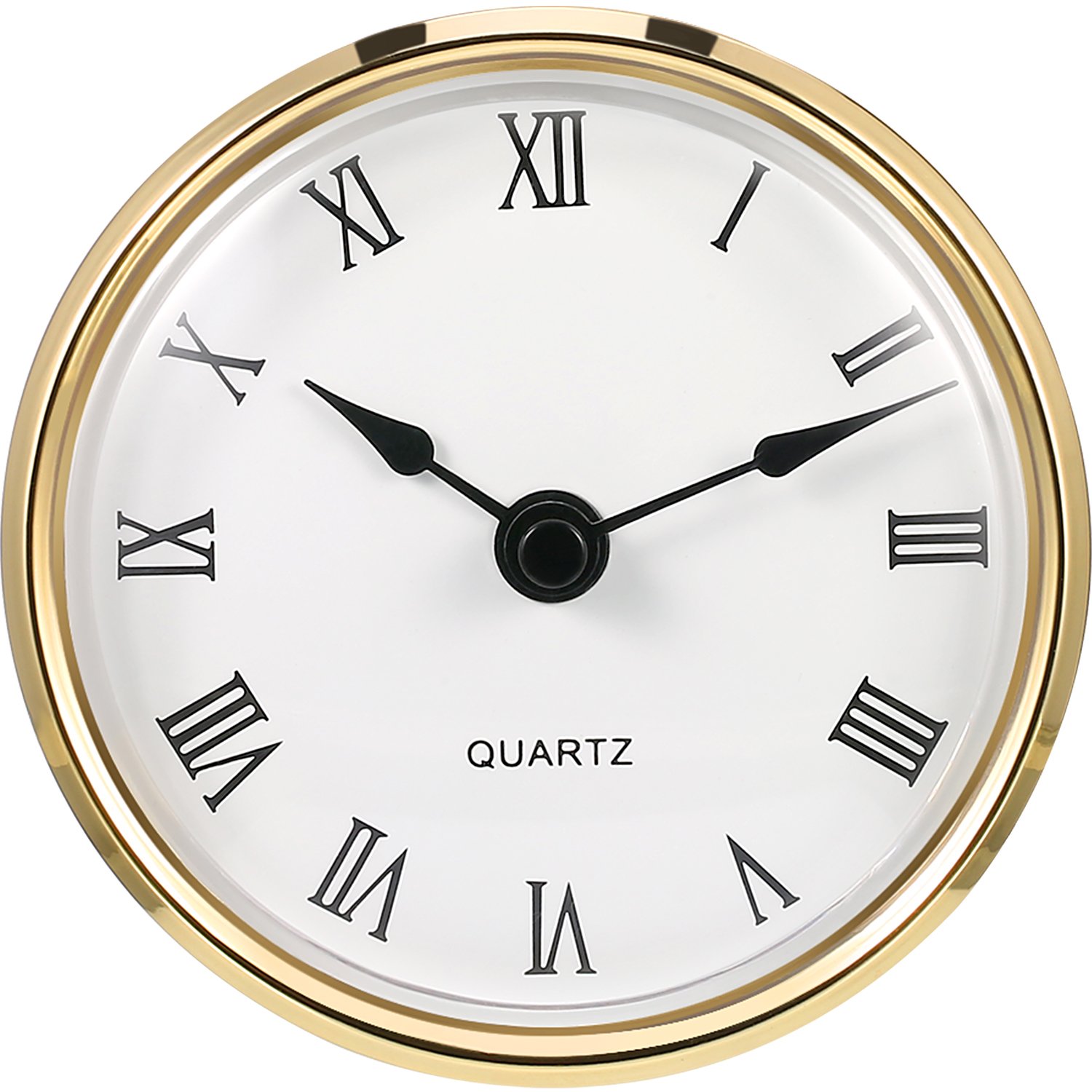 Hicarer 3-1/8 Inch (80 mm) Quartz Clock Insert/Fit-up Roman Numeral Wall Clock Quartz Movement White Dial Gold Trim Battery Operated for Kitchen Home Living Room Bedroom School