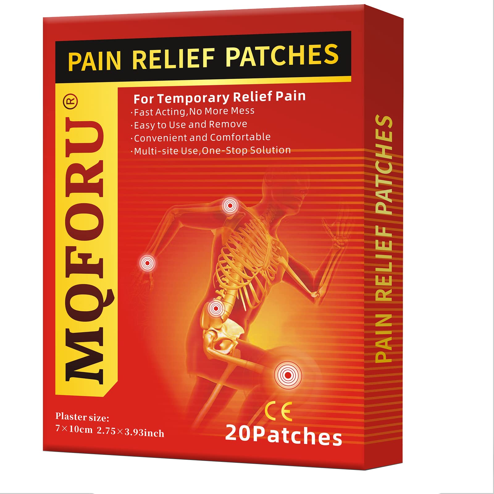 Pain Relieving Patches 20 PCS Pain Relief Plaster, Herbal Warming Pain Relief Heat Patches for Joint/Muscle/Back/Knee/Arthritis Pain, Fast Acting Long Lasting up to 12 Hours