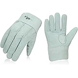 Vgo 10双入 牛床革 外缝 作業皮手袋 (L,White,CB9962)