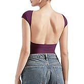 SUUKSESS Women Backless Sexy Going Out Tops Double Lined Open Back Y2k Basic Tee Shirts