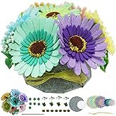 DIY Felt Flower Art Craft Kit, Colorful Sunflowers Bouquet Kit, Beginner Craft Kit, Arrange Pre-Cut Flowers and Foliage