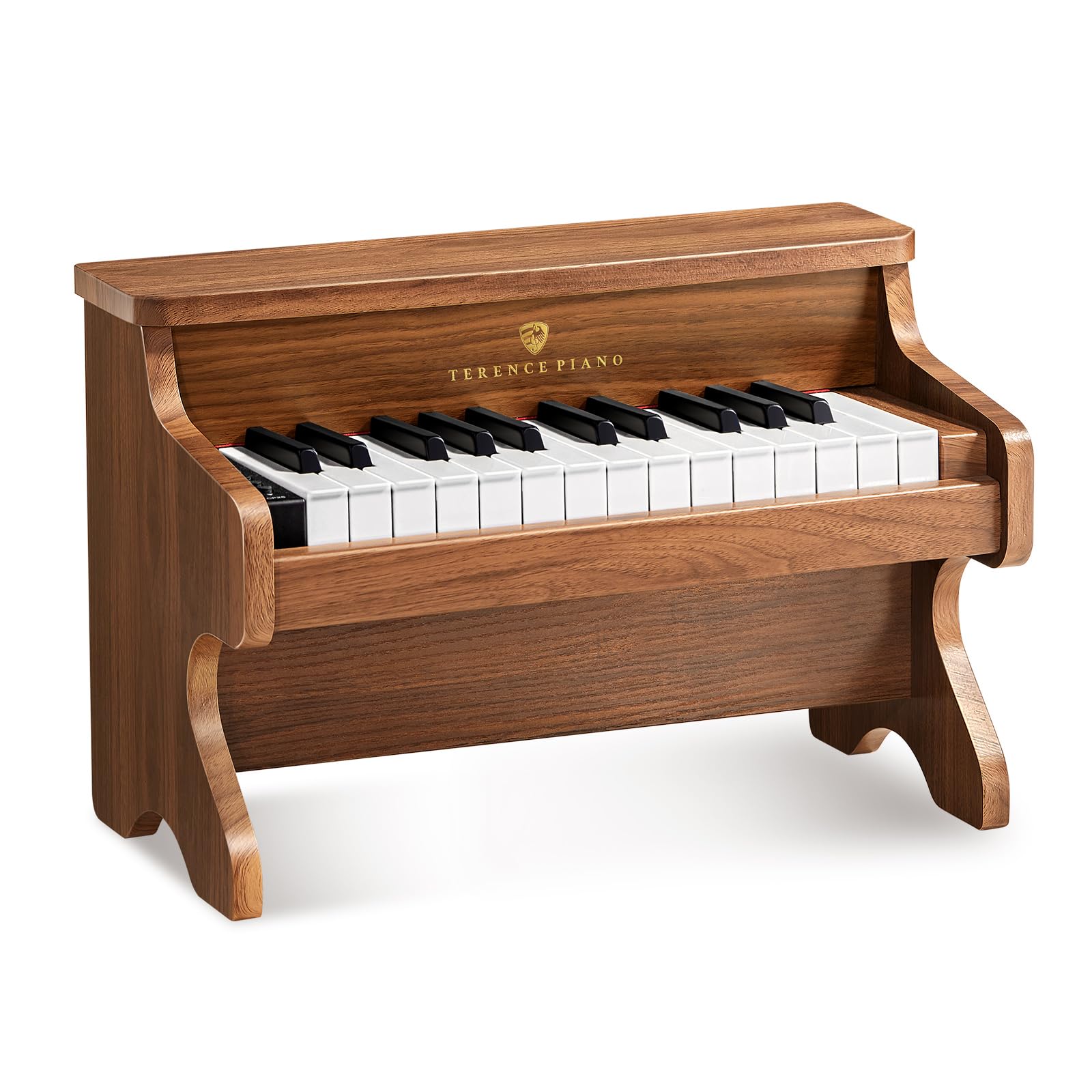 TERENCE Kids Piano Keyboard 25 KEYS 2 Full Octaves Natural Wooden Materials 2 Power Options with Dust Cover English Songbook Keyboard Stickers Electric Keyboard Piano for Kids Wooden