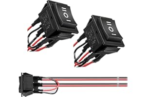 SZAWINLI AWINLI DPDT Instantaneous Reverse Polarity Switch AC 16A 20A Control Motor 6Pin3 Position ON/Off/ON125V-250V Black Remote Control Lever Toggle Switch with Wire for Marine, Linear Actuator (2Pack)