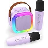Koolcover Mini Karaoke Machine for Kids Adults, Portable Bluetooth Speaker | Kids Speaker with 2 Wireless Microphones,Toys Birthday Gifts for Girls Ages 4, 5, 6, 7, 8,9,10,11,12+Home Party (Purple)