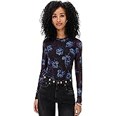 rag & bone Women's Yana Printed Mesh Long Sleeve Tee