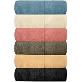QUBA LINEN Hotel & Spa 100% Cotton Bath Towels Pack of 6, Ultra Soft, Quick Dry, Lightweight, Highly Absorbent, Perfect for Shower, Spa, Gym, Pool, Hotel, Resort & Daily Use (Multi-Color - 24" x 48")