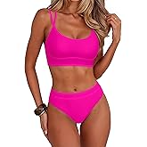 ANRABESS Womens Halter Bikini Set Color Block Sporty Swimsuits Two Piece High Waist Bathing Suit Sexy Summer Beach Swim Suits