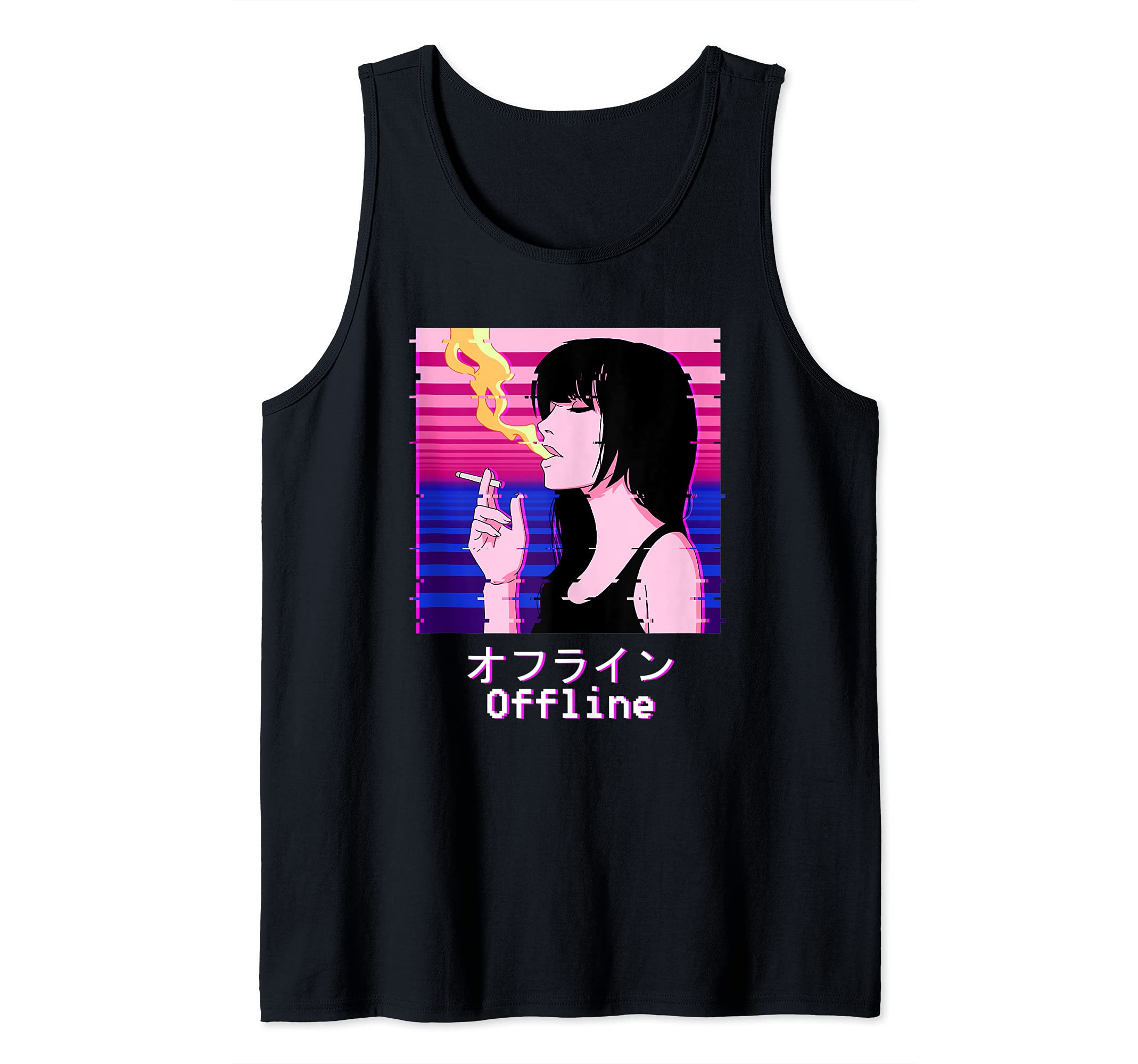 Japanese Aesthetic Vaporwave Sad Face Sad Anime Girl Tank Top