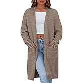 PRETTYGARDEN Fall Long Sleeve Cardigan Sweaters for Women 2026 Trendy Winter Open Front Loose Knitted Cardigans with Pockets