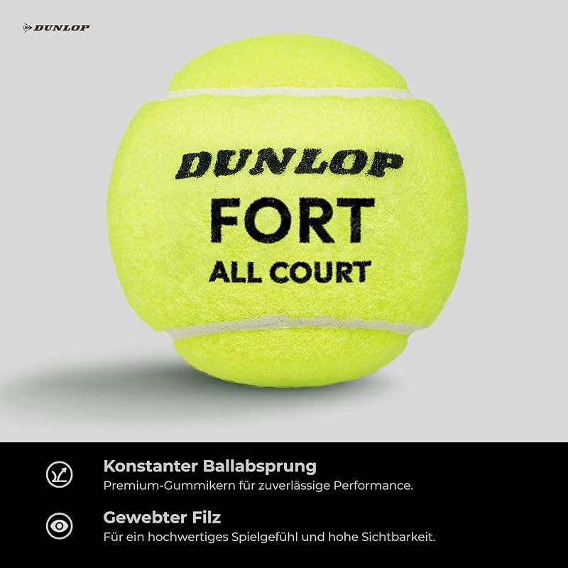 Dunlop Tennisbälle Fort All Court TS, 8 Bälle (2 x 4), Gelb