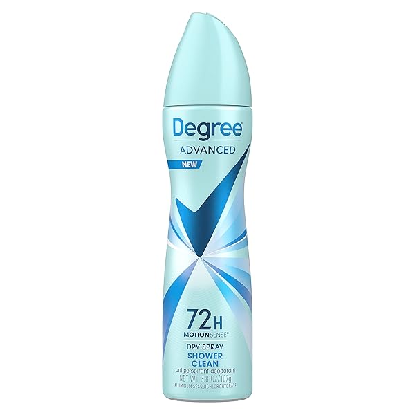 DEGREE ADVANCED ANTIPERSPIRANT DEODORANT DRY SPRAY SHOWER CLEAN 72-HOUR SWEAT AND ODOR PROTECTION SPRAY ANTIPERSPIRANT FOR WOMEN WITH MOTIONSENSE TECHNOLOGY 3.8 OZ