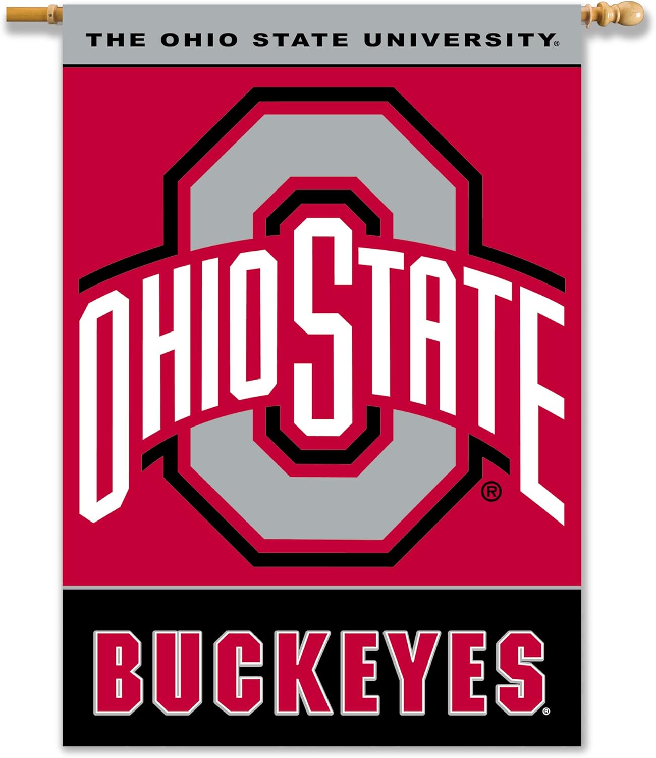 Amazon Com Bsi Products Inc Ncaa Ohio State Buckeyes 2 Sided 28 X 40 Banner With Pole Sleeve Team Colors One Size Sports Outdoors
