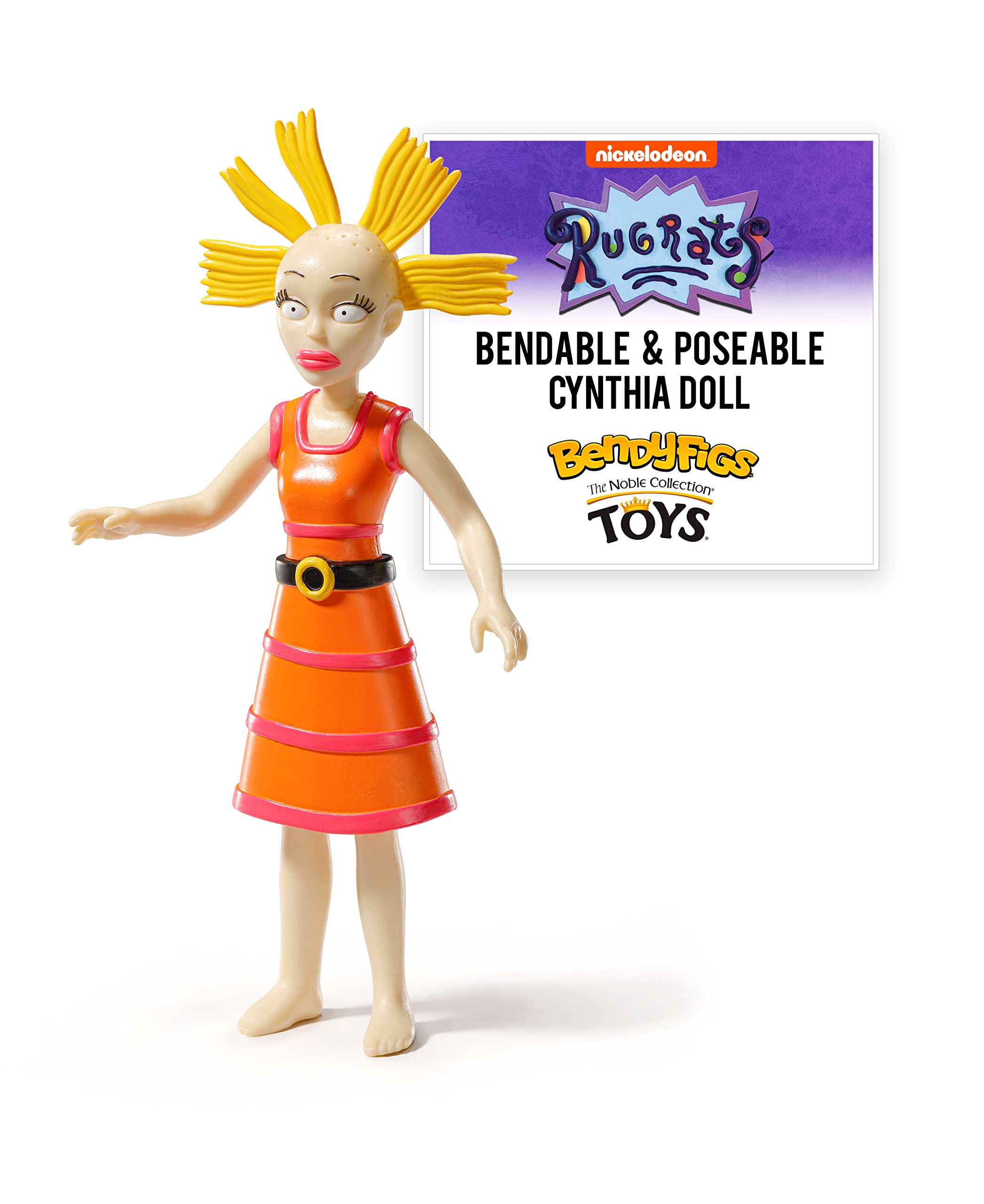 BendyFigs The Noble Collection Rugrats Cynthia - Noble Toys 16cm Bendable Posable Collectible Doll Figure With Stand and Mini Accessory