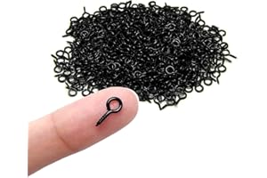 ECKJ Eye Screw Pins for Jewelry Making Findings Mini Metal Eye Hooks 400 Pieces Zinc Plated (Black) Self Tapping Eyelets O Ring Hanging DIY Projects Crafts Arts Wine Cork Charm Bead 10.5mm x 4.8mm