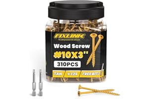 Wood Screws 3 Inch, FIXLINK Deck Screws #10 x 3, 310 PCS, Epoxy Coated, T25 Star Bit Above 1500 Hour Salt Spray Coating Outdoor Decking Screws Excellent Rust Resistant for Outdoor Wood Fence