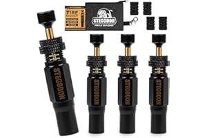STEGODON Adjustable Auto-Stop Tire Deflator Valve Kit (10-30 PSI) 4 PCS Tire Air Down Tool for Off-Road Jeeps, Trucks, SUVs Offroad 4x4 Accessories with Storage Pouch
