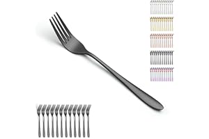 Berglander Black Table Forks Set of 12pcs 20.5cm, Black Titanium Plating Stainless Steel Dinner Fork Set for Home, Restaurant