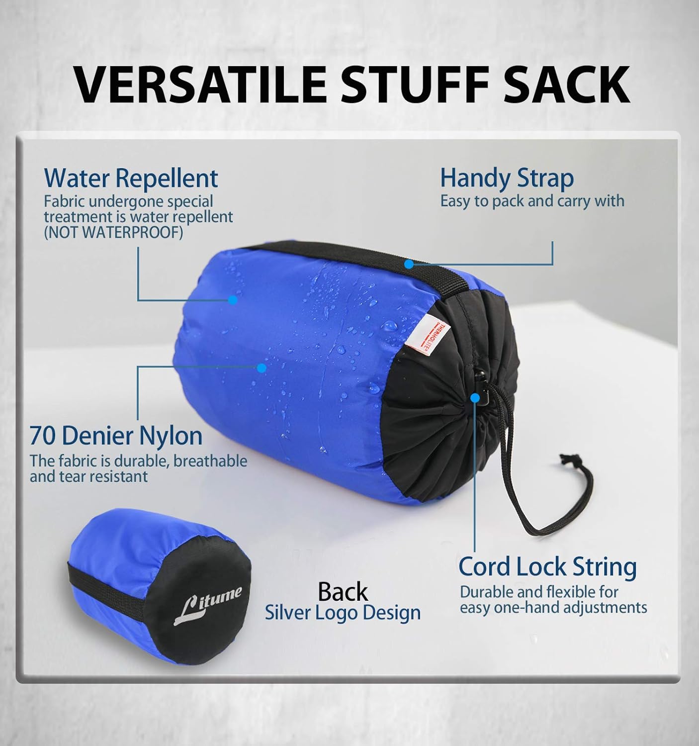 Litume Thermolite All Season Sleeping Bag Liner Add Up to 22F, Mummy Sleeping Sack Backpacking, Camping, Traveling, Lightweight Sleep Sack with Drawstring Hood (E626) : Sports & Outdoors