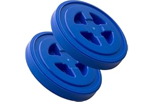 HANDY PANTRY Smart Seal Replacement Lid - 2 Pk, Blue - Easy Screw Top Pail Lid for 3.5,5,6 & 7 Gallon Buckets - Food Grade, Commercial Storage Container, Paint, Brine, Cat & Dog Food, More
