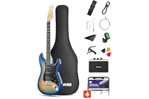 Donner DST-90 Electric Guitar, 39" Full Size Beginner Electric Guitar Kit with Amp, HSS Pickup, Gig Bag, Tuner, Capo, Strap, 