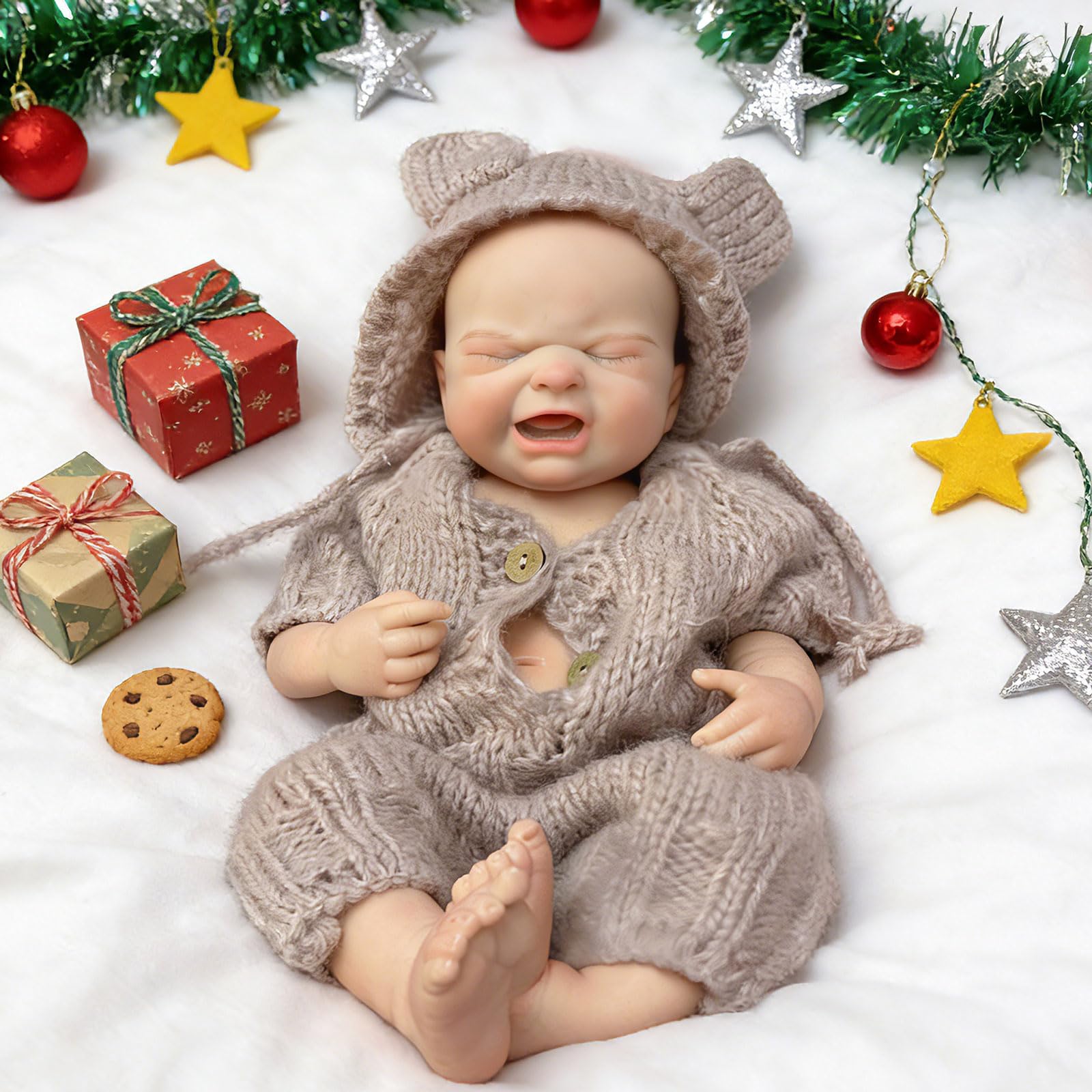 Gileutay 44cm Soft Full Silicone Body Reborn Doll Lifelike Reborn Baby Doll Girl Real Life Weighted Newborn Baby Doll Washable Toy for Kids