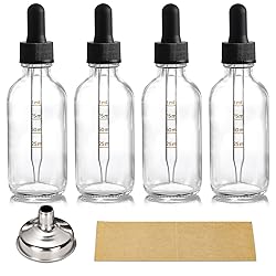 4 Pack 2 oz Glass Dropper Bottles with Measured